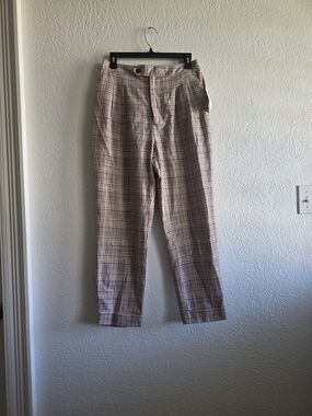 Preppy Lost + Wander Plaid Cropped Pants in Beige and Brown